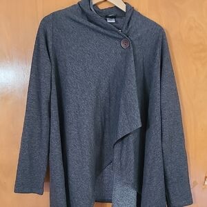 Bobeau Charcoal Cardigan with Unique Button